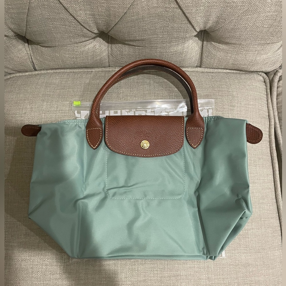 Longchamp Le pliage small tote bag in celadon
